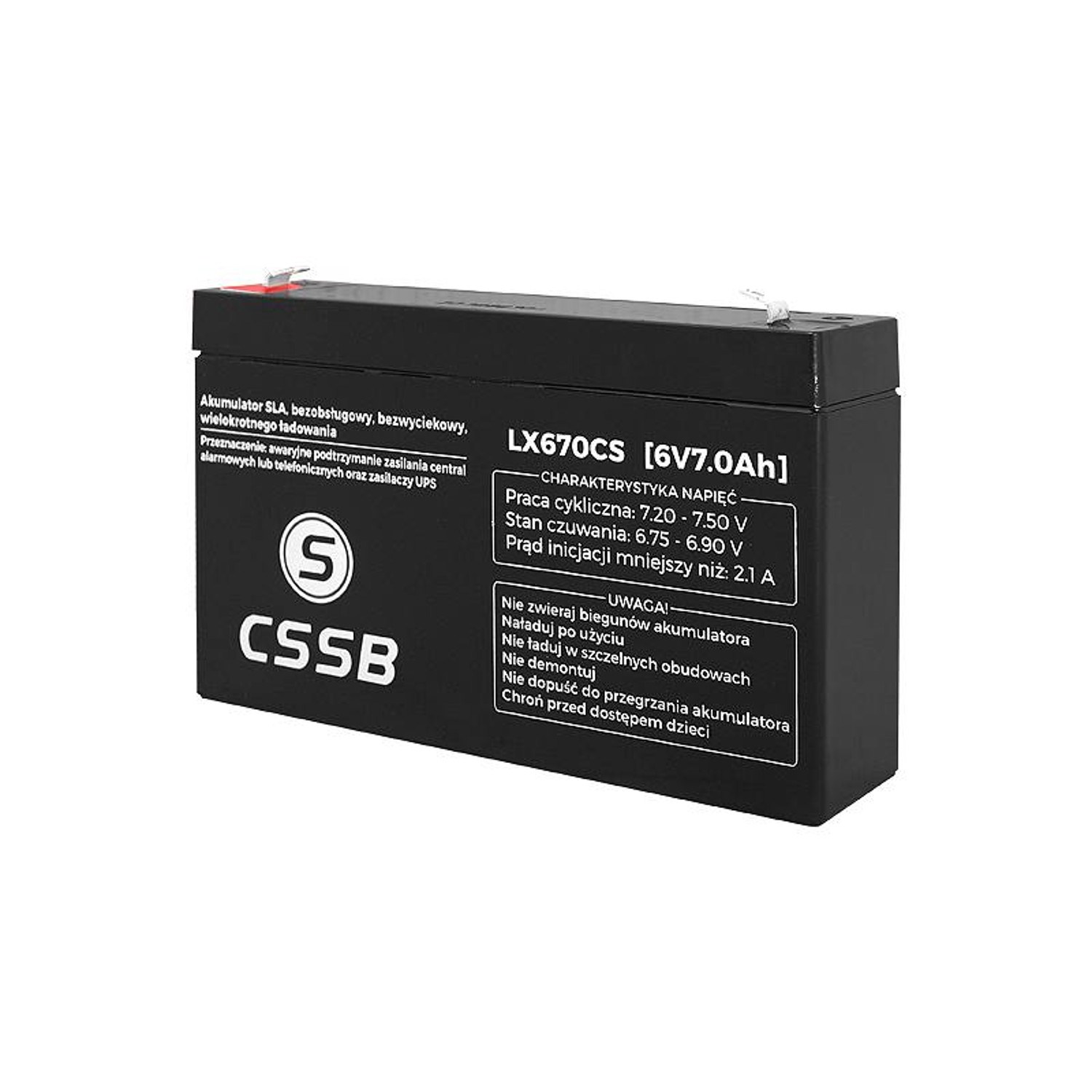 Batterie gel 6V 7Ah AGM sans entretien, sans fuite, rechargeable CSSB