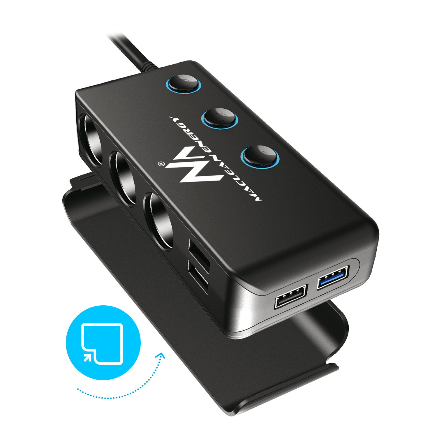 Adaptateur allume-cigare 4 Connecteurs USB Chargeur Alimentation 18W LED Max 120