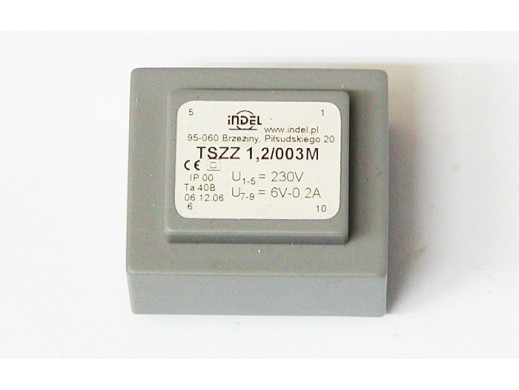 Transformator sieciowy 6V 0,2A TSZZ1,2/003M montażowy Indel