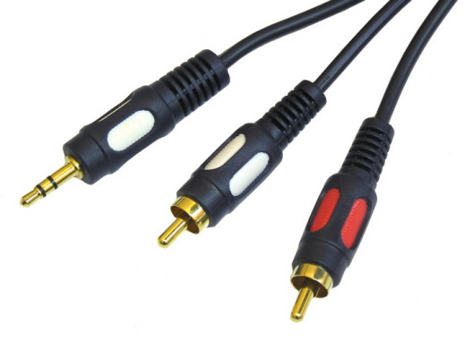 Przewód, kabel wtyk jack 3,5mm - 2x wtyk cinch 2,5m JKR50 łezka Vitalco