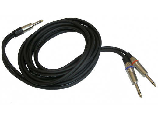 Przewód, kabel 6,3mm jack wtyk stereo - 2 wtyki 6,3mm mono 3m