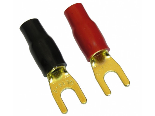 Konektor widełki 6,4mm na KABEL 12mm gold czarny lub czerwony