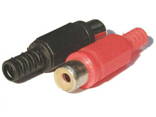 Gniazdo cinch plastyk na kabel czerwony lub czarny