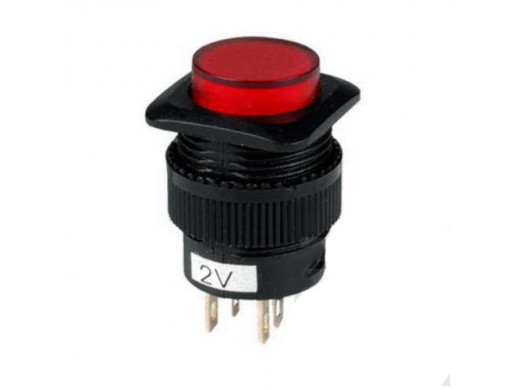 Przełącznik chwilowy okrągły podświetlany 4 pin Fi16,2mm 1,5A 250vac
czerwony