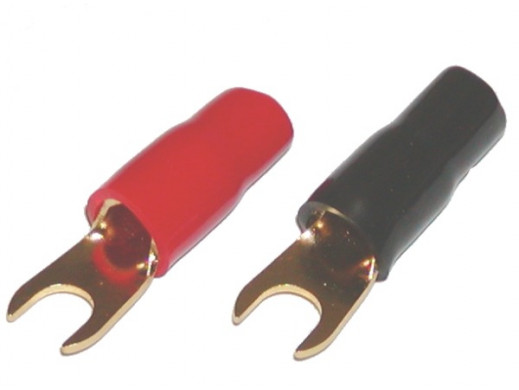 Konektor widełki 5,5mm czerwony i czarny gold