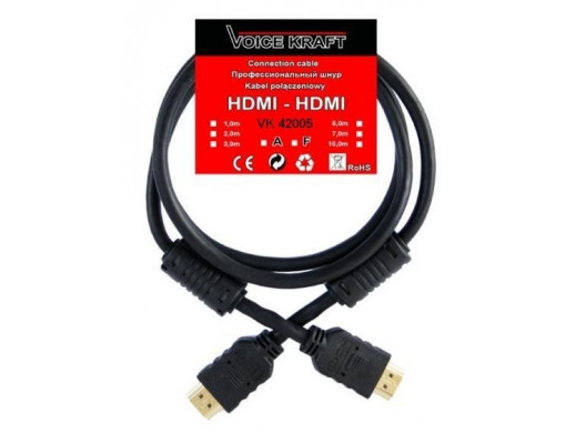 Przewód, kabel HDMI-HDMI 1m VoiceKraft VK 42005