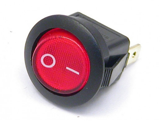 Przełącznik klawiszowy podświetlany 2 poz 3 pi 220V czerwony okrągły