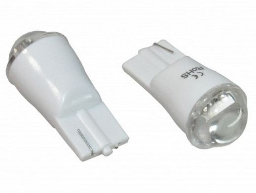 Dioda LED samochodowa T10 Wedge10ww biała ciepła soczewka 12V