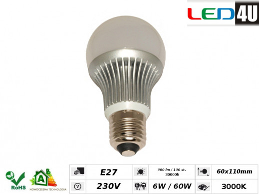 Żarówka E27 6W  LED4U LED6025-WW ciepły biały