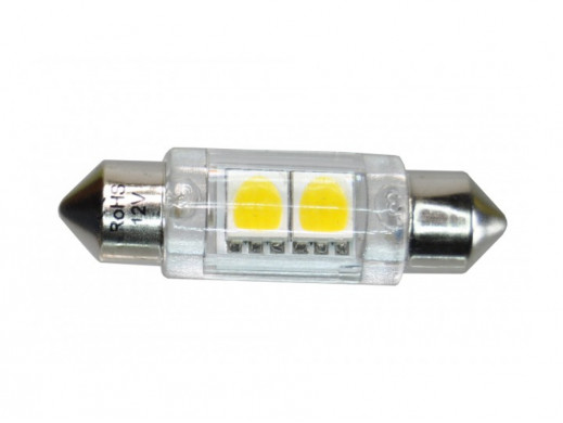 Żarówka LED walcowa C5W 36mm zimny biały 12V  FT10x36 2smd5050