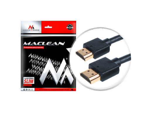 Przewód HDMI-HDMI v1.4 Maclean, A-A, ultra slim, 2m, MCTV-702