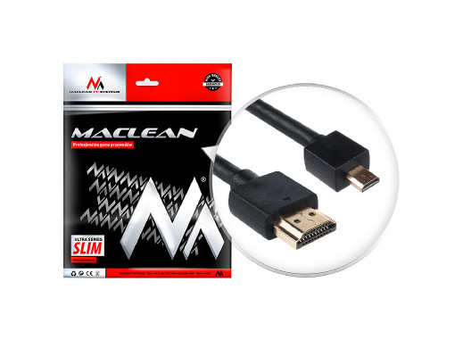 Przewód Maclean, HDMI-microHDMI, ULTRA SLIM, v1.4, A-D, 3m, MCTV-723
