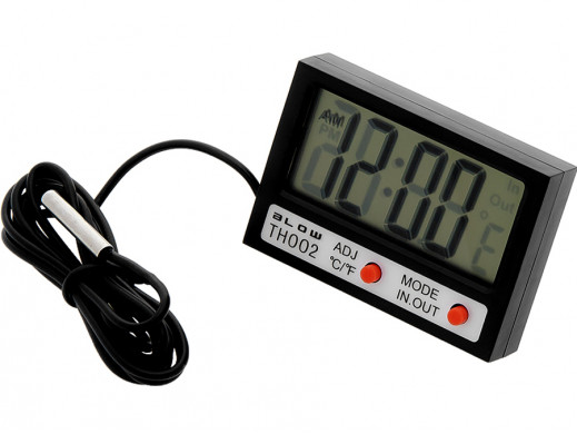 Termometr panelowy z zegarem LCD TH002 Blow