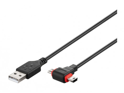 Przewód mini+microUSB-USB 2.0 2w1 1m Goobay