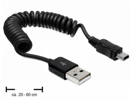 Przewód, kabel wtyk mini USB wtyk USB 0,2-0,6 spirala 