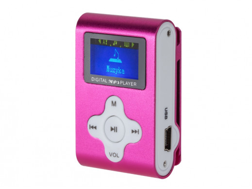 Odtwarzacz MP3 z dyktafonem i radiem FM Quer różowy