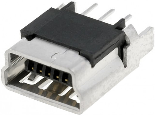 Gniazdo mini USB typ B proste 5pin przewlekane