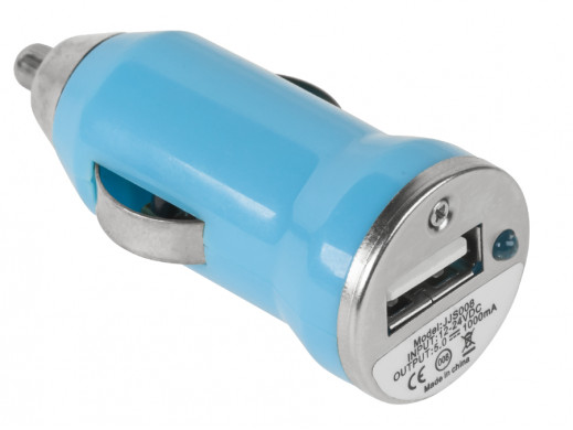Ładowarka samochodowa USB 1A basic niebieska
