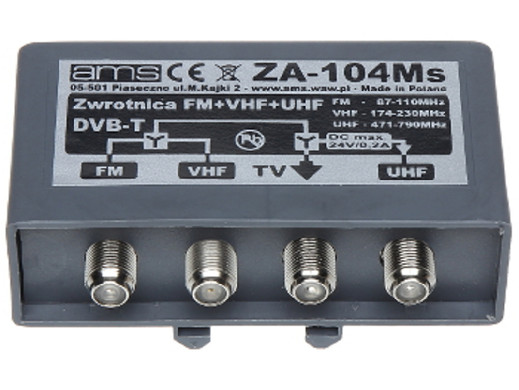 Zwrotnica antenowa ZA-104Ms FM+VHF+UHF AMS