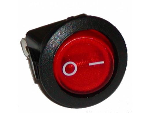 Przełącznik klawiszowy podświetlany 2 pozycje  3 pin 12V okrągły czerwony
