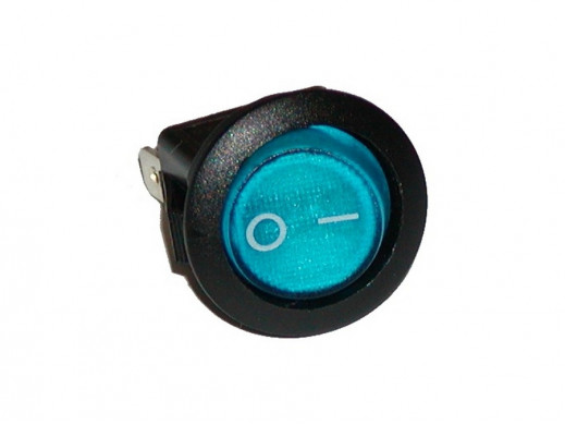 Przełącznik klawiszowy podświetlany 2 pozycje 3 pin 12V okrągły niebieski