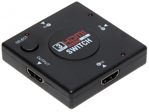 Sumator HDMI 3x wejścia gniazdo - 1x wyjście gniazdo HDMI z przełącznikiem