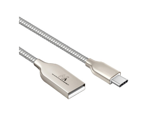 Kabel USB Type-C metalowy silver Maclean Energy MCE192 - Quick & Fast Charge