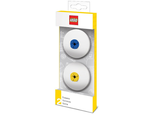 Zestaw 2 gumek szkolnych LEGO (niebieska i żółta)