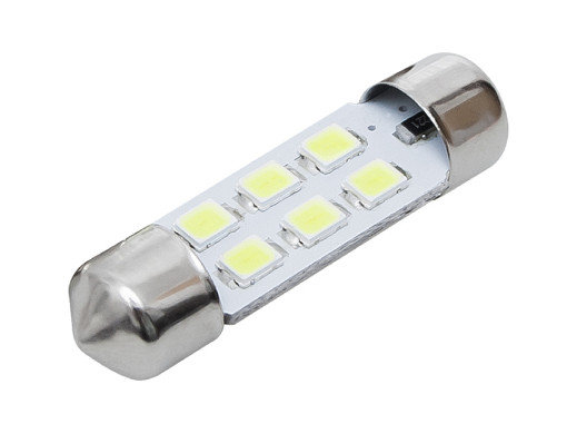 Żarówka LED walcowa C5W 36mm biała zimna 12V 0,9W 6led SJ-0610