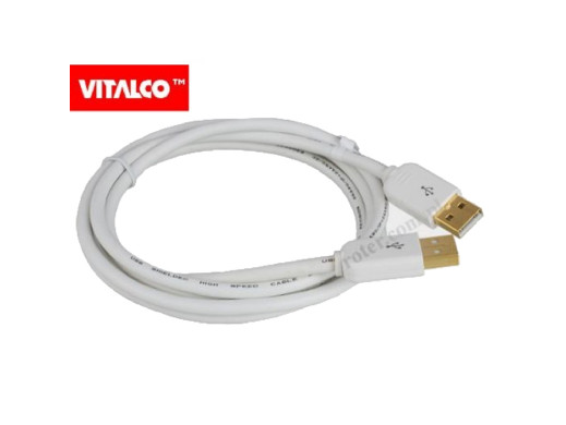 Przewód USB 2.0 wtyk-wtyk typ A białe 1,5m DSKU11 Vitalco