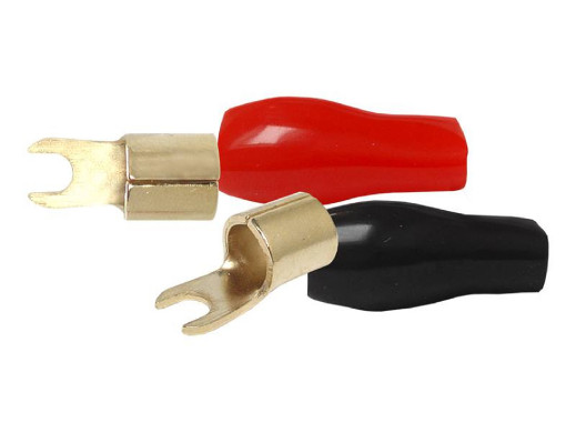 Konektor widełki 5mm na kabel 22mm2 4GA KW57 czarny lub czerwony z osłonką
