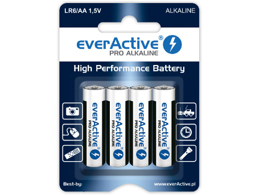 4x Baterie R-06 LR6 AA alkaiczne EverActive Pro