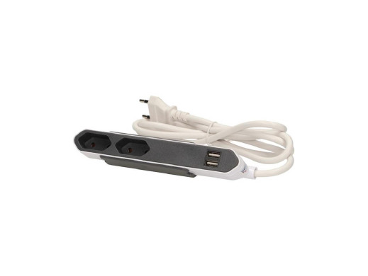 Przedłużacz PowerCube PowerBar USB 1,5m szary