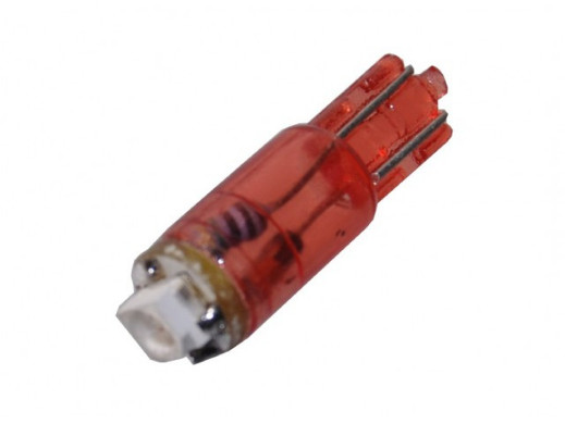 Żarówka LED T5W T5 R5 5mm czerwona 12V T5-1HP3R