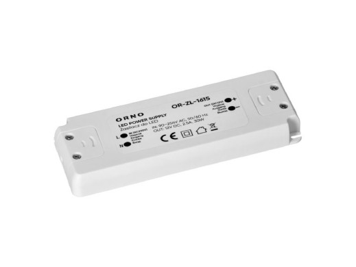 Zasilacz instalacyjny do LED 12V 2,5A 30W OR-ZL-1615 IP20 wymiary: 160x56x17,7mm Orno
