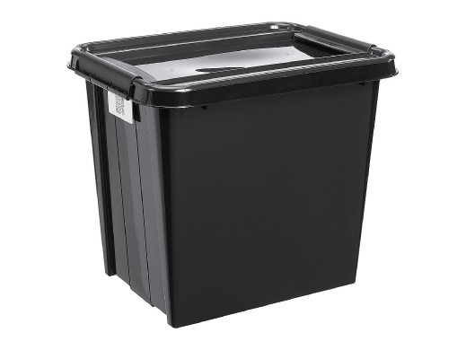 Pojemnik z pokrywą PlastTeam ProBox Recycle QR 53L czarny