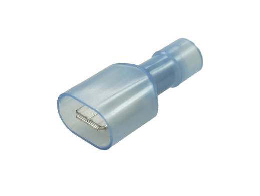 Konektor 6,3mm męski izolowany niebieski na kabel 1,5-2,5mm