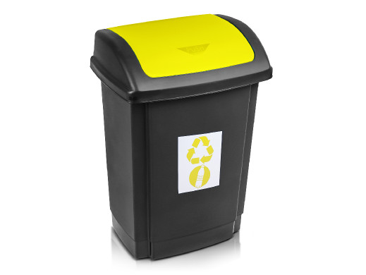 Kosz na śmieci Plast Team Swing 25L czarny z żółtą pokrywą