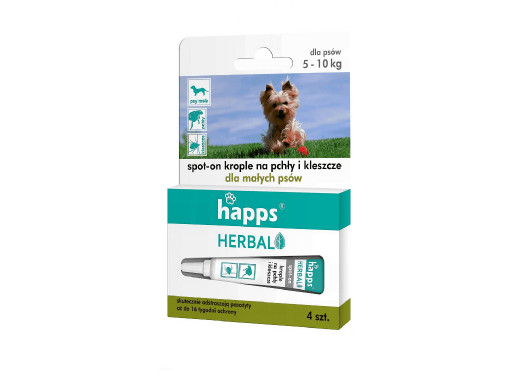 Krople na pchły i kleszcze dla małych psów Happs Herbal