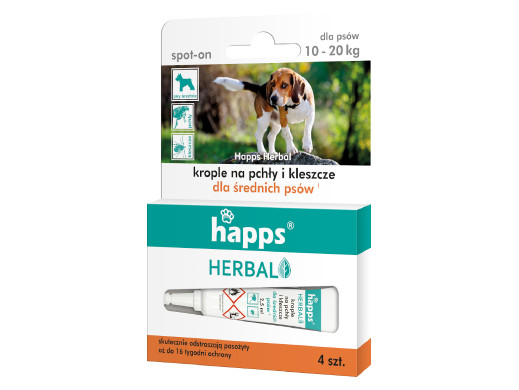 Krople na pchły i kleszcze dla średnich psów Happs Herbal