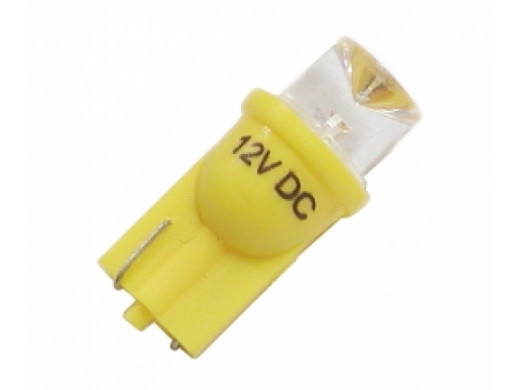 Żarówka LED W5W T10 10mm żółta 12V stożek