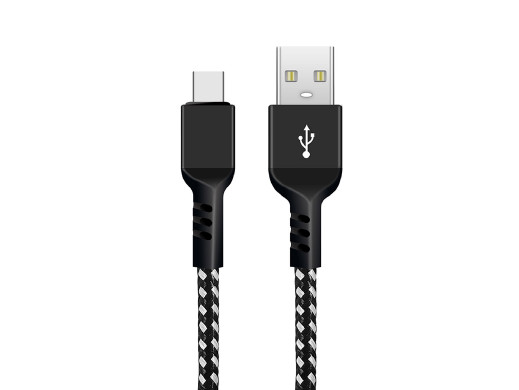 Kabel USB-C Maclean, wspierający Fast Charge, przesył danych, 2.4A, 5V/2.4A, czarny, dł. 1m, MCE471