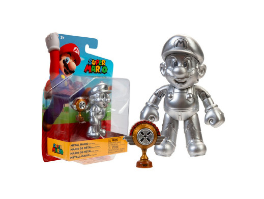 Figurka Super Mario 10cm Metal Mario with Trophy