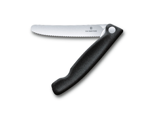 Składany nóż kuchenny 11cm ząbkowane ostrze Victorinox czarny