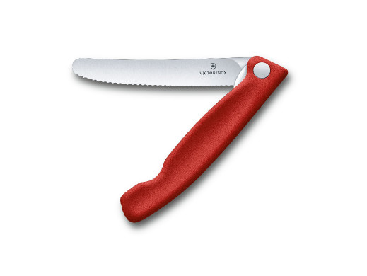 Składany nóż kuchenny 11cm ząbkowane ostrze Victorinox czerwony