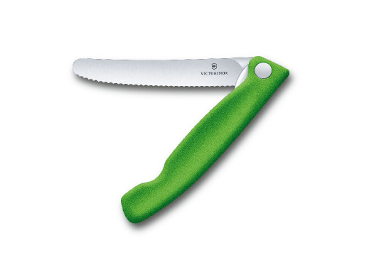 Składany nóż kuchenny 11cm ząbkowane ostrze Victorinox zielony