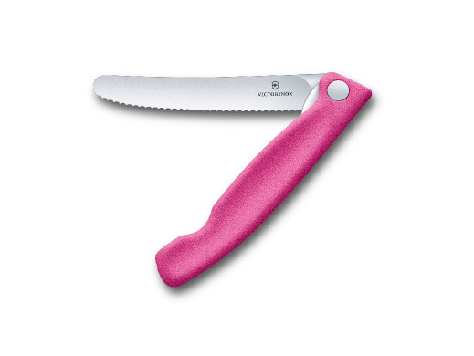 Składany nóż kuchenny 11cm ząbkowane ostrze Victorinox różowy