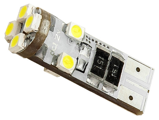 Żarówka LED W5W T10 10mm zimny biały 12V 8 LED 1,9W