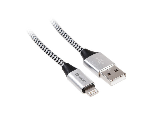 Kabel TRACER USB 2.0 iPhone AM - lightning 1,0m czarno-srebrny