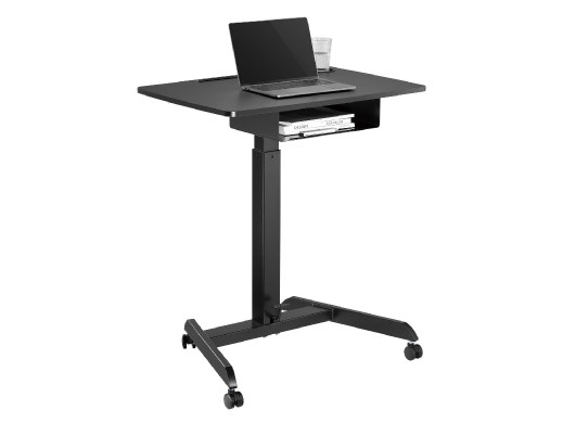 Biurko stolik do laptopa Maclean, regulacja wysokości, z szufladą, czarny do pracy stojąco siedzącej, max wys 113cm - 8kg max, M